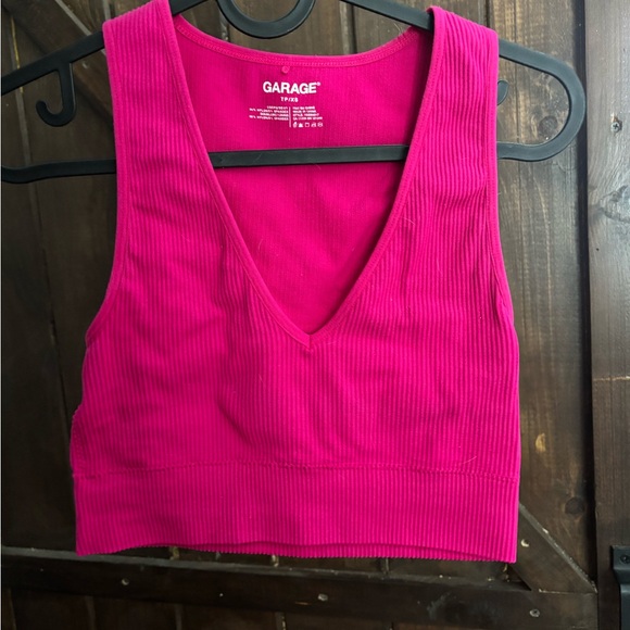 Garage Tops - Garage Women's Fuchsia Ribbed Crop Top